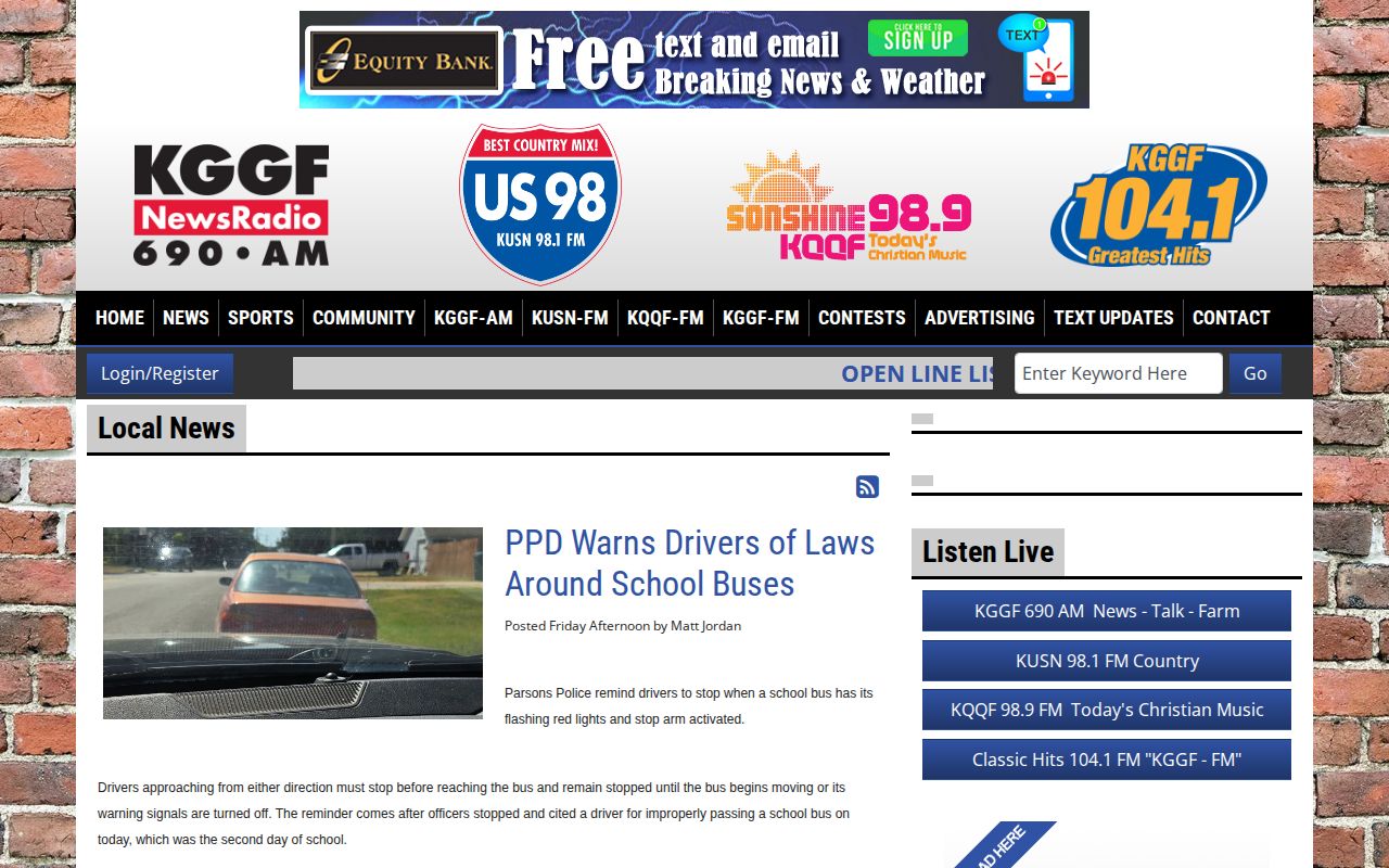 KGGF local news coverage of Neosho County arrest records