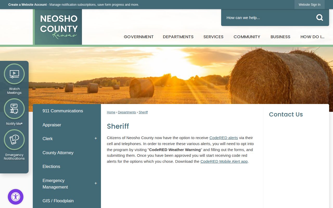 Neosho County Sheriff page for jail booking record guidance